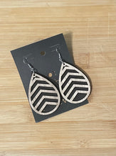 Load image into Gallery viewer, Dark Brown Leather and Wood Earrings