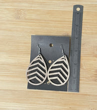 Load image into Gallery viewer, Dark Brown Leather and Wood Earrings