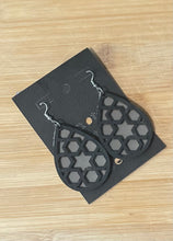 Load image into Gallery viewer, Grey Leather and Wood Earrings
