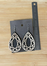 Load image into Gallery viewer, Black Leather and Wood Earrings
