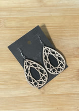 Load image into Gallery viewer, Black Leather and Wood Earrings
