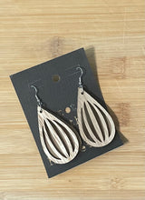 Load image into Gallery viewer, Tan Leather and Wood Earrings