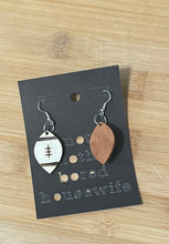 Load image into Gallery viewer, Wooden Earrings: Football Burnt Small