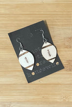 Load image into Gallery viewer, Wooden Earrings: Football Burnt Large