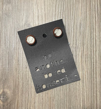 Load image into Gallery viewer, Wood Button Earrings White Snake Skin