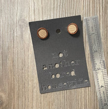 Load image into Gallery viewer, Wood Button Earrings Tan