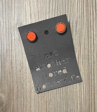 Load image into Gallery viewer, Wood Button Earrings Orange