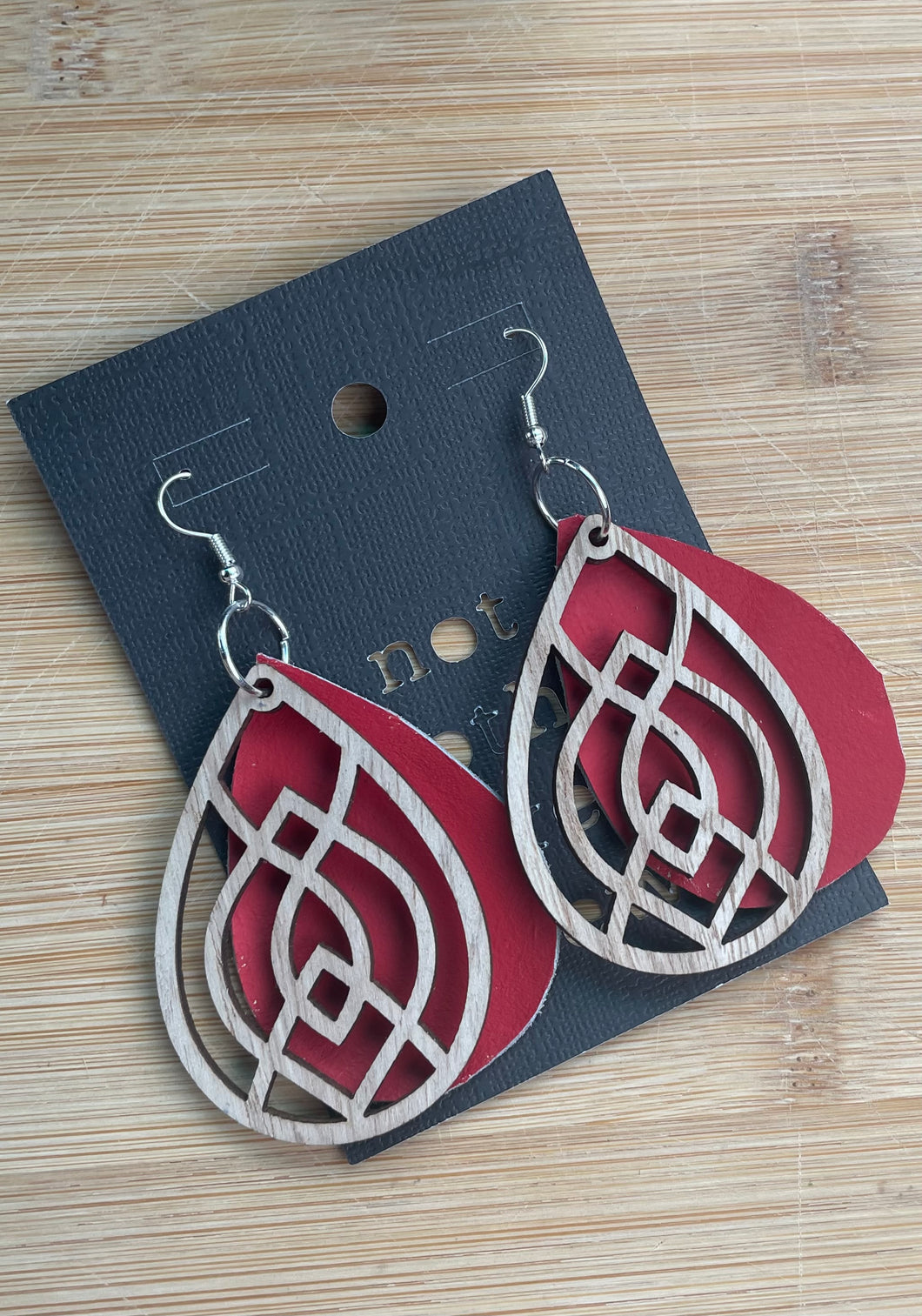 Wooden Cutout and Leather Design-Red