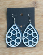 Load image into Gallery viewer, Wooden Cutout and Leather Design White and Blue