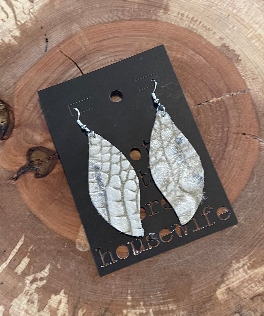 Leather Earrings Curved Design