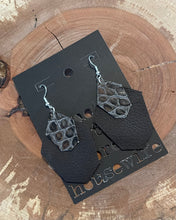 Load image into Gallery viewer, Leather Earrings Brown with Snakeskin