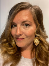 Load image into Gallery viewer, Wooden Burnt Football Earring