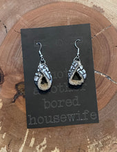 Load image into Gallery viewer, Leather Silver Loop Earrings