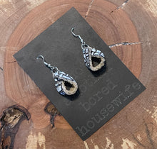 Load image into Gallery viewer, Leather Silver Loop Earrings