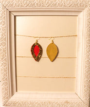 Load image into Gallery viewer, Faux Leather Earrings: Red, Gold Glitter Double Layer Petal