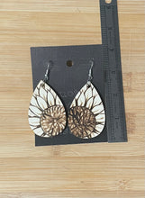 Load image into Gallery viewer, Wooden Earrings: Teardrop Sunflower Design
