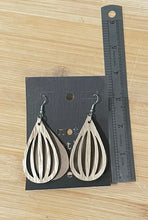 Load image into Gallery viewer, Tan Leather and Wood Earrings
