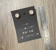 Load image into Gallery viewer, Wood Button Earrings Gray Snake Skin
