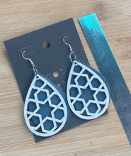 Load image into Gallery viewer, Wooden Cutout and Leather Design White and Blue
