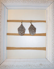 Load image into Gallery viewer, Leather Earrings: Brown and Gray Geometric Snake Skin
