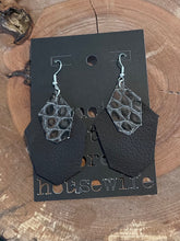 Load image into Gallery viewer, Leather Earrings Brown with Snakeskin
