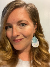 Load image into Gallery viewer, Faux Leather Teardrop Polka Dot Pastel Earrings
