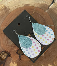 Load image into Gallery viewer, Faux Leather Teardrop Polka Dot Pastel Earrings
