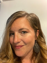 Load image into Gallery viewer, Leather Earrings Brown with Snakeskin
