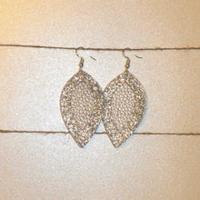 Load image into Gallery viewer, Faux Leather Earrings: Silver, Metallic, Glitter Double Layer
