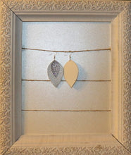Load image into Gallery viewer, Faux Leather Earrings: Silver, Metallic, Glitter Double Layer Petal
