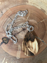 Load image into Gallery viewer, Wooden Pendant Necklace: Teardrop Burnt Mom Sunflower - Silver Tone Chain
