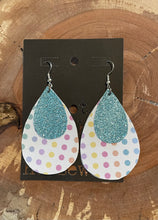 Load image into Gallery viewer, Faux Leather Teardrop Polka Dot Pastel Earrings
