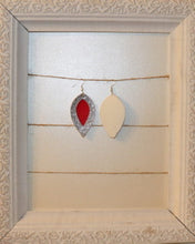 Load image into Gallery viewer, Faux Leather Earrings: Silver, Red, Glitter Double Layer Petal
