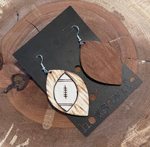 Load image into Gallery viewer, Wooden Burnt Football Earring

