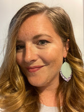 Load image into Gallery viewer, Faux Leather Petal Purple Ash Blue Pastel Polka Dot Earring
